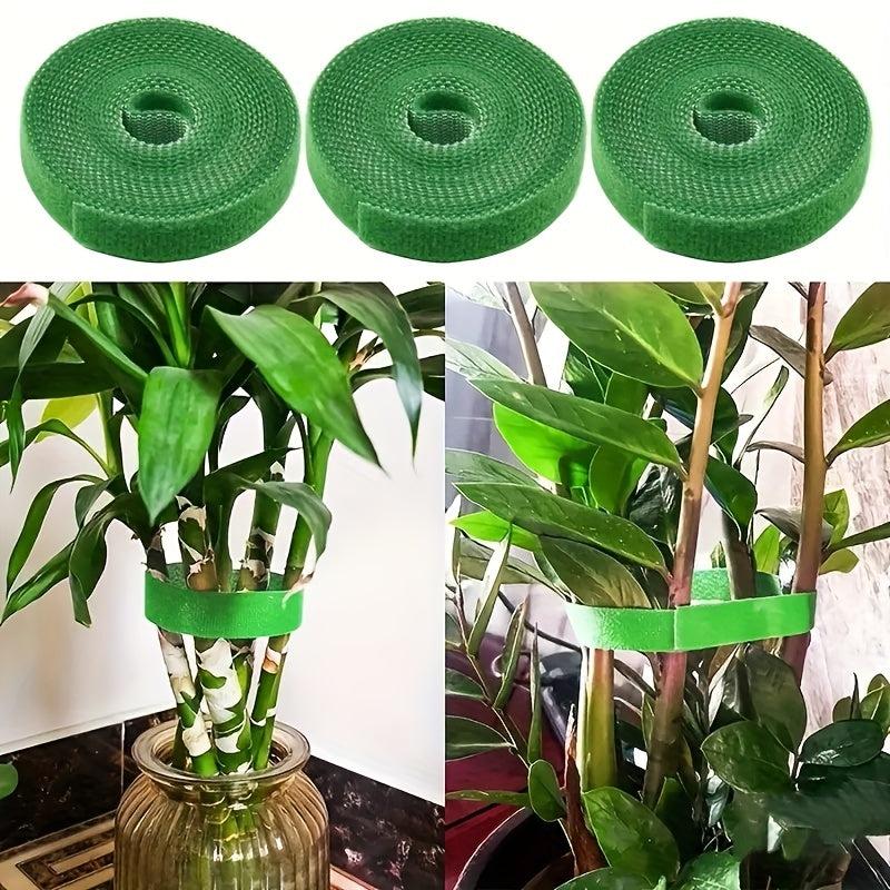 3 Rolls Green Nylon Plant Ties Self-adhesive Garden Tape