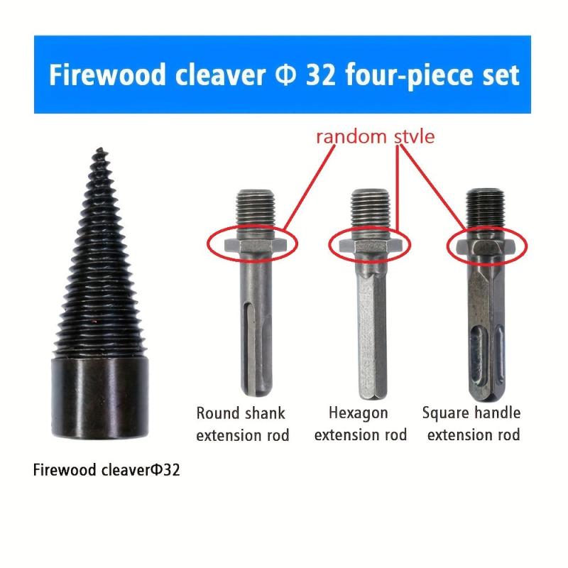 Wood Chopping Machine Drill Bit Steel Threaded Cone Wood Splitting Tool