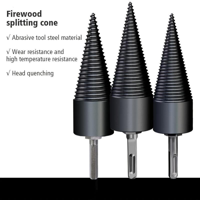 Wood Chopping Machine Drill Bit Steel Threaded Cone Wood Splitting Tool