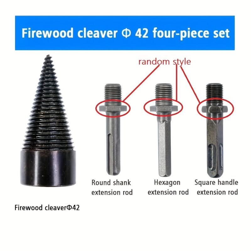 Wood Chopping Machine Drill Bit Steel Threaded Cone Wood Splitting Tool