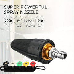 High Pressure Washer Rotating Turbo Nozzle 5 Nozzle Heads 3000PSI Max