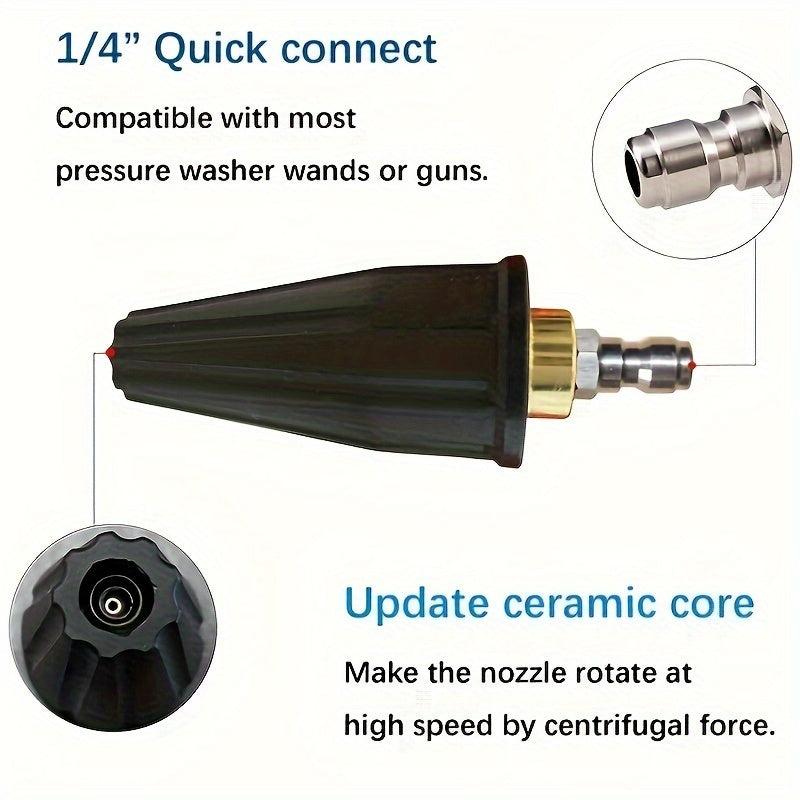 High Pressure Washer Rotating Turbo Nozzle 5 Nozzle Heads 3000PSI Max