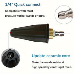 High Pressure Washer Rotating Turbo Nozzle 5 Nozzle Heads 3000PSI Max