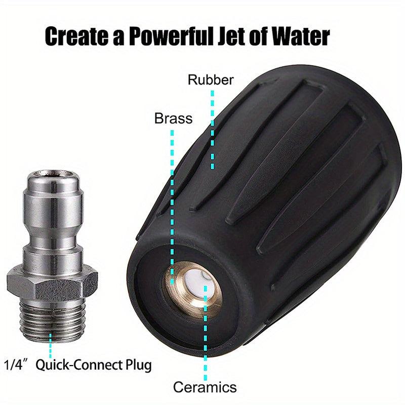 High Pressure Washer Rotating Turbo Nozzle 5 Nozzle Heads 3000PSI Max