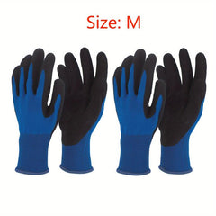 2 Pairs Gardening Gloves Polyester Nitrile Thornproof Work Gloves