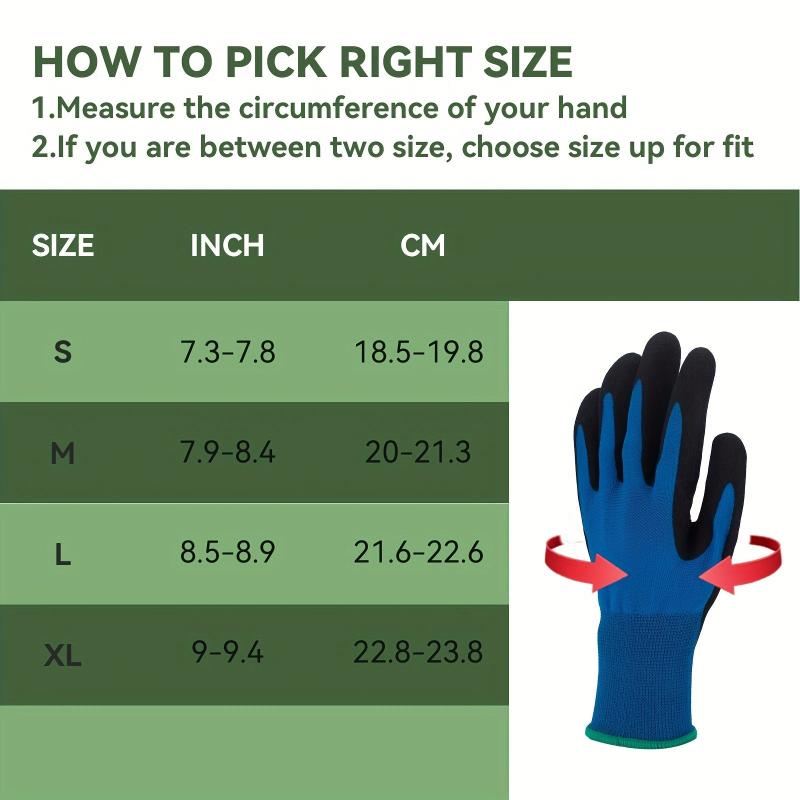2 Pairs Gardening Gloves Polyester Nitrile Thornproof Work Gloves