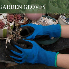 2 Pairs Gardening Gloves Polyester Nitrile Thornproof Work Gloves