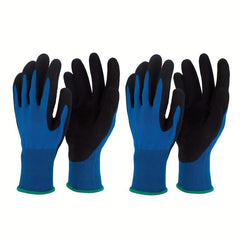 2 Pairs Gardening Gloves Polyester Nitrile Thornproof Work Gloves