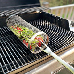 Stainless Steel Rolling Basket BBQ Grill Grate for Outdoor Cooking