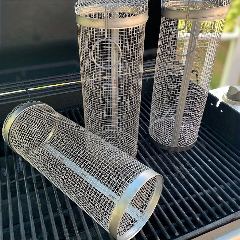 Stainless Steel Rolling Basket BBQ Grill Grate for Outdoor Cooking
