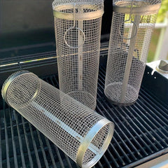 Stainless Steel Rolling Basket BBQ Grill Grate for Outdoor Cooking