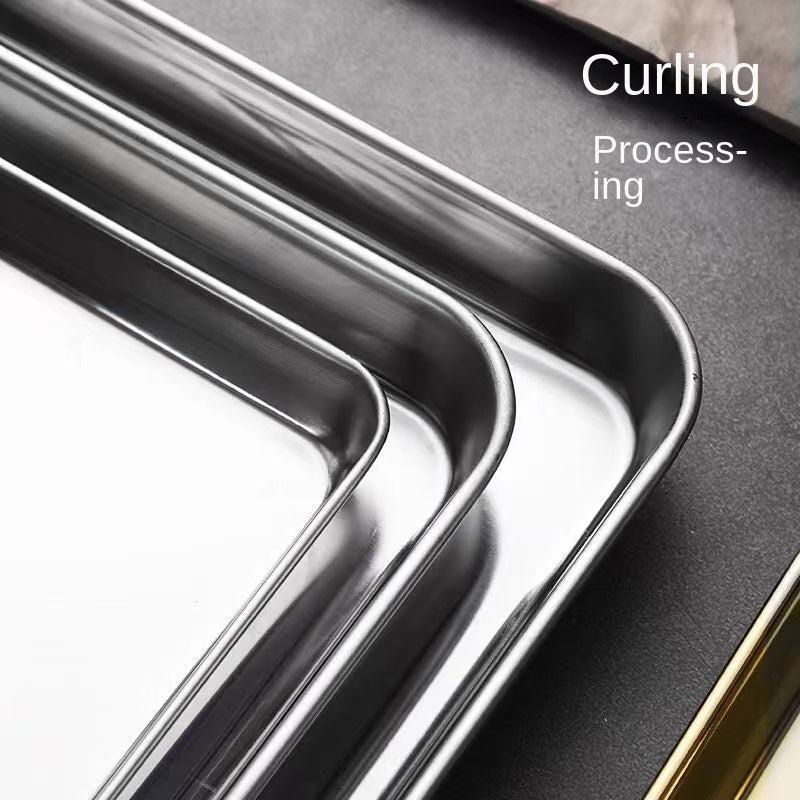 Stainless Steel Square Baking Tray Steam Plate Sausage Dish Barbecue Plate