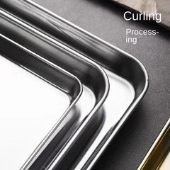 Stainless Steel Square Baking Tray Steam Plate Sausage Dish Barbecue Plate