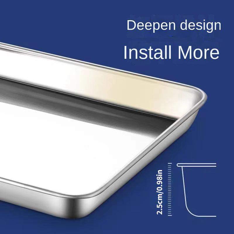 Stainless Steel Square Baking Tray Steam Plate Sausage Dish Barbecue Plate