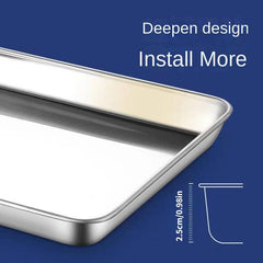 Stainless Steel Square Baking Tray Steam Plate Sausage Dish Barbecue Plate
