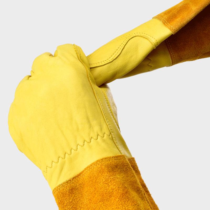 Boiling Cowhide Long Tube Gardening Gloves for Planting Flowers Pruning