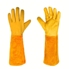 Boiling Cowhide Long Tube Gardening Gloves for Planting Flowers Pruning