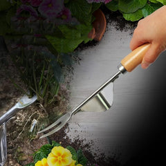Garden Weeding Fork Wooden Handle Household Gardening Hand Tool