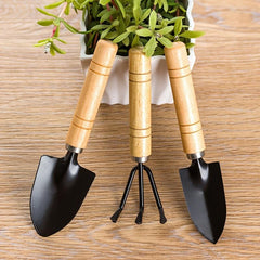 3-Piece Gardening Tool Set, Wooden Handles