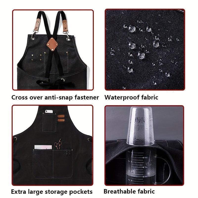 Thickened Canvas Apron Waterproof Coffee Hairdresser Work Apron