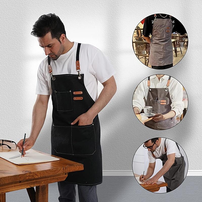 Thickened Canvas Apron Waterproof Coffee Hairdresser Work Apron