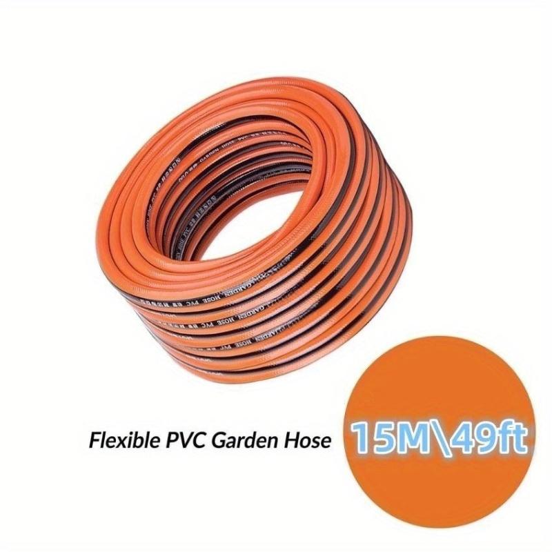 Flex PVC Garden Hose 1/2 inch x 100ft Orange Heavy Duty Water Pipe