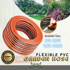 Flex PVC Garden Hose 1/2 inch x 100ft Orange Heavy Duty Water Pipe