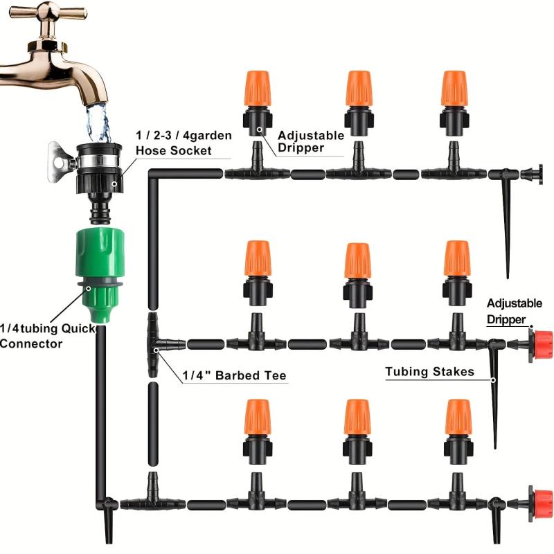164Ft DIY Drip Irrigation System for Garden, Save Time & Water