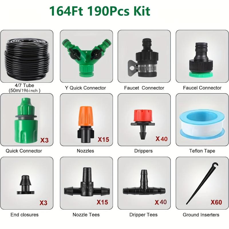 164Ft DIY Drip Irrigation System for Garden, Save Time & Water