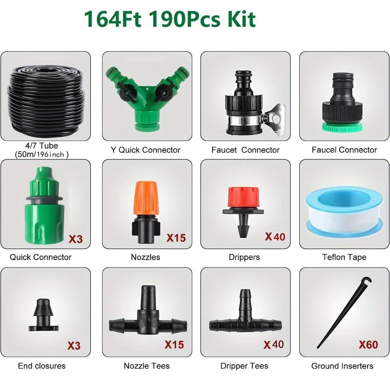 164Ft DIY Drip Irrigation System for Garden, Save Time & Water