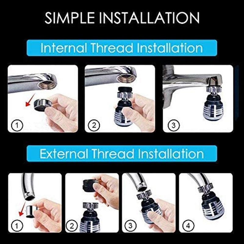 360 Rotatable Bubbler High Pressure Faucet Extender Water Saving