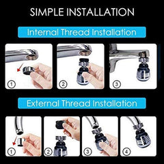 360 Rotatable Bubbler High Pressure Faucet Extender Water Saving