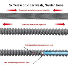 High Pressure Car Wash Water Gun 100ft Retractable Water Hose Metal Spray Head