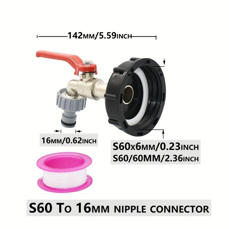 Tank Tap Adapter S60 Barrel Joint Garden Irrigation Pump Strainer Filter