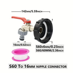 Tank Tap Adapter S60 Barrel Joint Garden Irrigation Pump Strainer Filter