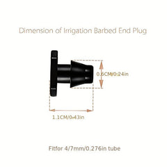 30/50pcs Drip Irrigation 1/4 Inch Barbed End Plugs Drip Line Connecto