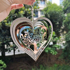 3D Rotation Heart Shape Tree Of Life Metal Wind Chime Sun Catcher