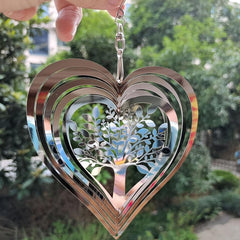 3D Rotation Heart Shape Tree Of Life Metal Wind Chime Sun Catcher