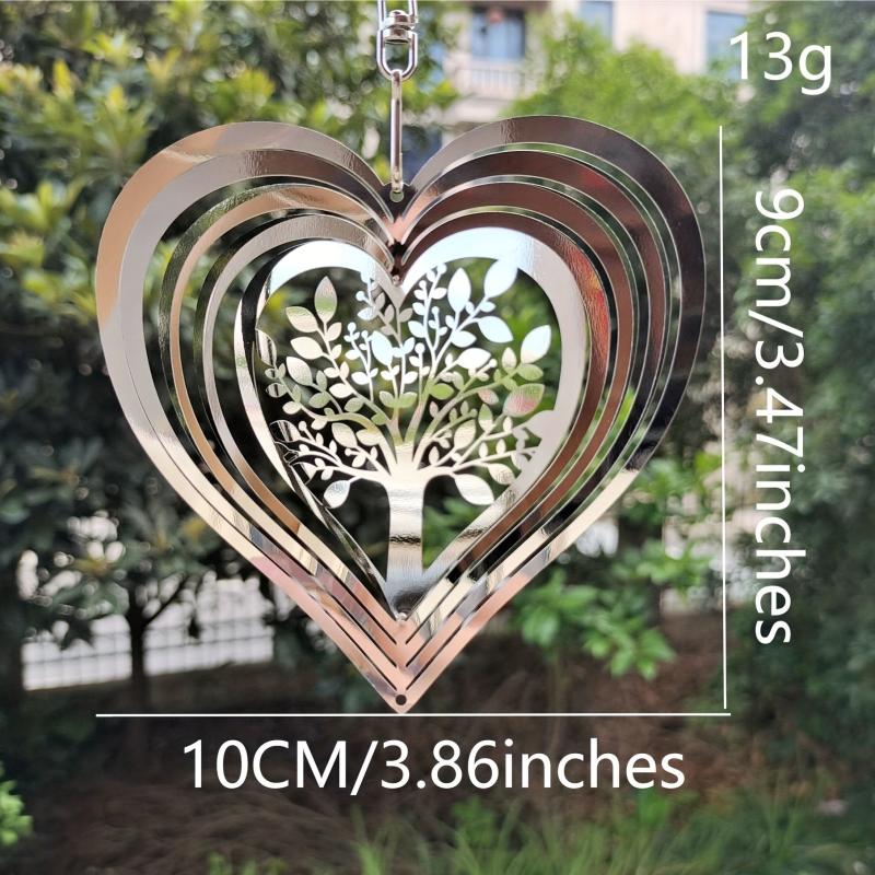 3D Rotation Heart Shape Tree Of Life Metal Wind Chime Sun Catcher