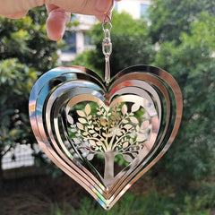 3D Rotation Heart Shape Tree Of Life Metal Wind Chime Sun Catcher