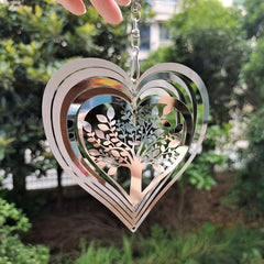 3D Rotation Heart Shape Tree Of Life Metal Wind Chime Sun Catcher