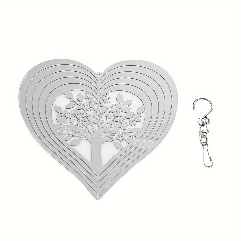 3D Rotation Heart Shape Tree Of Life Metal Wind Chime Sun Catcher