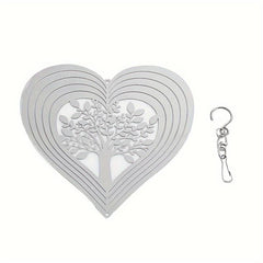 3D Rotation Heart Shape Tree Of Life Metal Wind Chime Sun Catcher