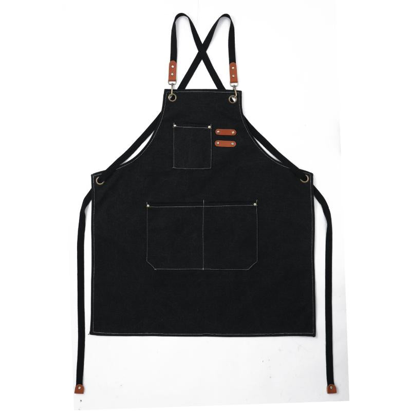 Canvas Cross Back Apron for Painting & Gardening with 3 Pockets