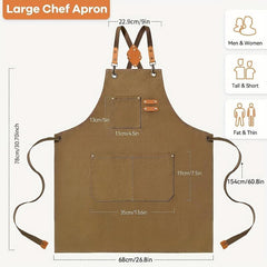 Canvas Cross Back Apron for Painting & Gardening with 3 Pockets