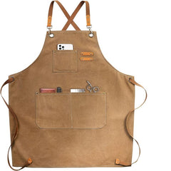 Canvas Cross Back Apron for Painting & Gardening with 3 Pockets