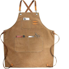 Canvas Cross Back Apron for Painting & Gardening with 3 Pockets