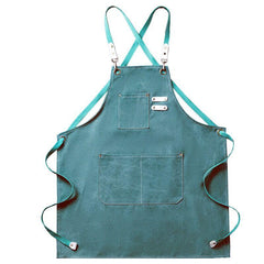 Thickened Canvas Apron with Pockets Durable Crossback Adjustable