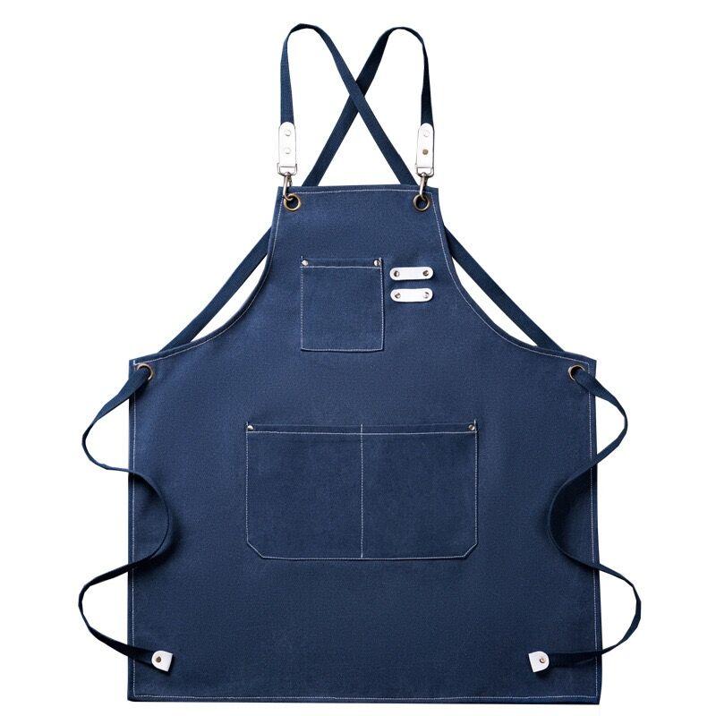 Thickened Canvas Apron with Pockets Durable Crossback Adjustable