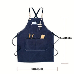 Thickened Canvas Apron with Pockets Durable Crossback Adjustable